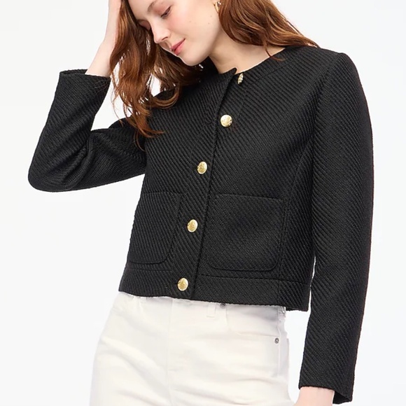 NWT J. Crew Factory Black Tweed Lady Jacket - Picture 2 of 8
